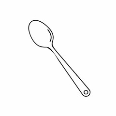 Simple Kitchen Spoon Utensil Line Art