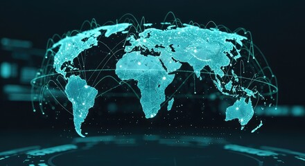 Visualize global connections with this stunning world map, perfect for showcasing international networking, data flow, and technology reach around the globe