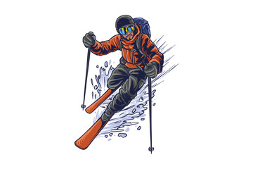 skiers are skating on the snow