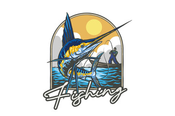 swordfish fishing t-shirt illustration design