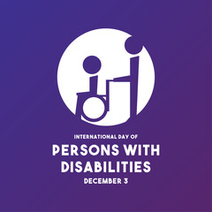 International Day of Persons with Disabilities. December 3. Purple gradient background. Poster, banner, card, background.