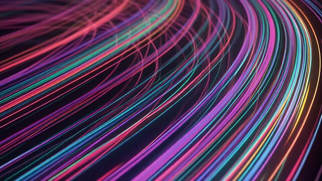 Abstract colorful light trails background, futuristic technology concept.