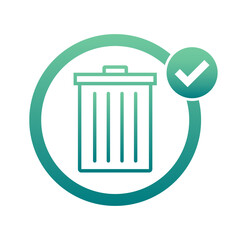 Trash can icon. Delete success symbol. Waste bin Vector. Clean recycle sign.