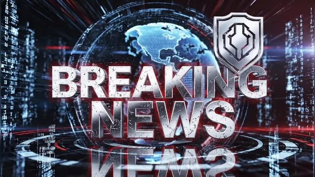 Breaking news broadcast design global news concept with earth and shield modern digital background