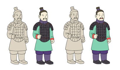 かわいい兵馬俑イラストセット(立ち姿)