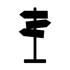 Black Silhouette Directional Signpost Icon | Crossroads Choice Navigation Symbol Vector