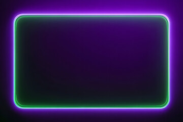 wide purple background with neon green glowing corners creating a clean vivid frame with empty center for text