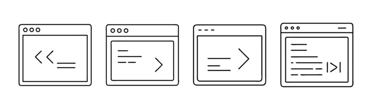 Software development, coding, and programming interface icons