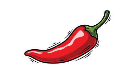 Dynamic illustration of a single hot red chili pepper in a bold comic book style with graphic motion lines.