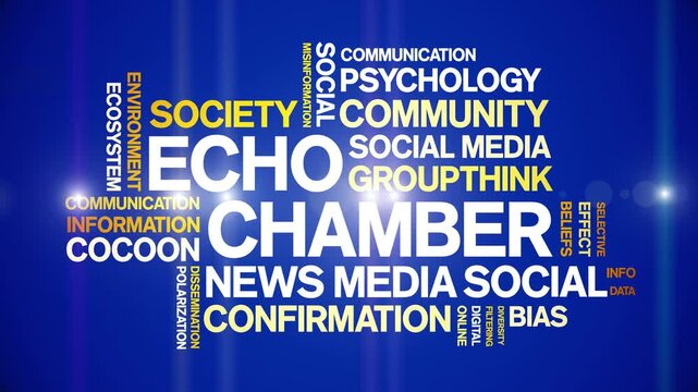 Echo Chamber animated word cloud-text design animation tag kinetic typography seamless loop.