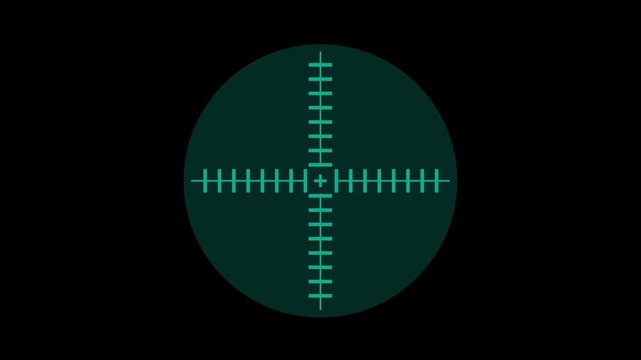 Glowing sky target icon featuring concentric circles and crosshairs on a black background.4K video concept