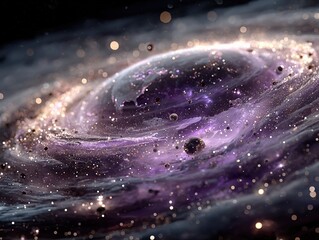 Futuristic Digital Earth with Glowing Purple Blue Particles and Orbital Rings in Cosmic Space 3D Render