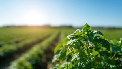 Fresh green perilla leaves on a vegetable platter, emphasizing healthy eating habits, World Food Day