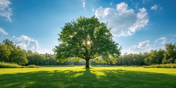 Green park land with trees and open space, suitable for public recreation or urban planning, Earth Day