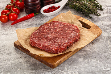 Raw beef burger cutlet for grill