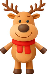3d reindeer with red scarf for Christmas