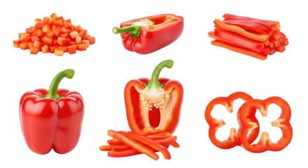Red bell pepper variety transparent background cutout png