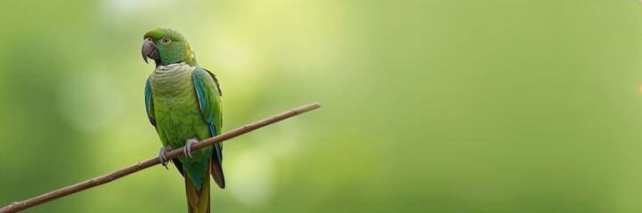 Colorful parrot perched on a green background, emphasizing bird diversity for World Bird Day