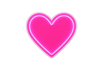 Pink glowing heart neon sign transparent background