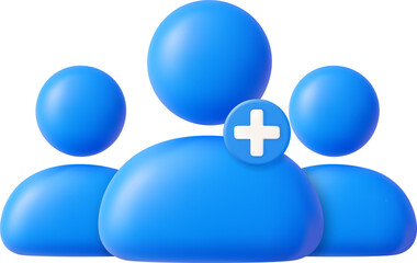 3D group icon with add friend symbol