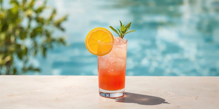 Bright, colorful spritz cocktail with vibrant fruit garnishes, ideal for summer refreshment, Earth Day