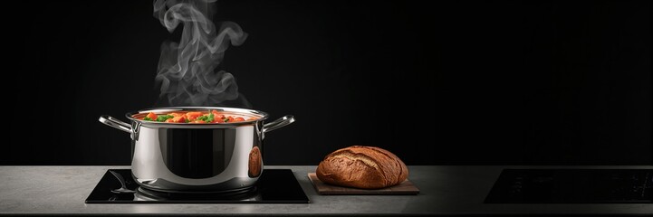A cooking pot in use, emphasizing food preparation and kitchen efficiency
