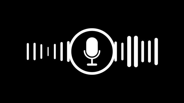 voice recording and podcast mic microphone button icon animation. Motion graphics Audio microphone icon concept. 4k