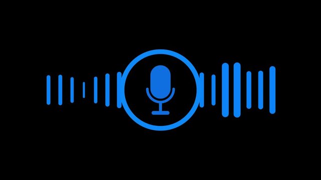 voice recording and podcast mic microphone button icon animation. Motion graphics Audio microphone icon concept. 4k