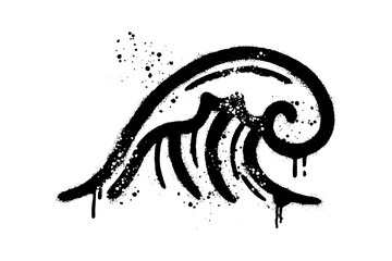 Urban street art graffiti spray painted ocean wave vector design © HENI
