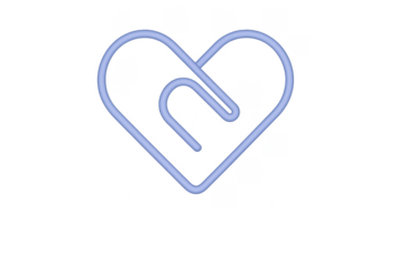 Blue paper clip bending into heart shape