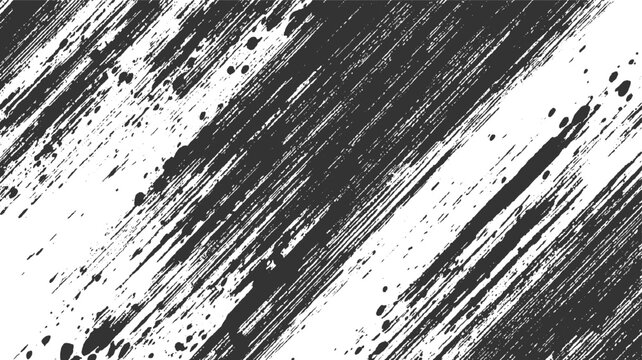 Black ink brush strokes and splatters on white background abstract texture vector