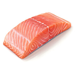 A raw salmon fillet is isolated on a pure white background, showcasing its vibrant color, freshness, texture,