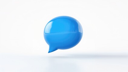 3D illustration of a blue text message balloon, used as a digital UI background for messaging apps
