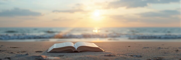 Easter scene with faith, love, and hope set against a serene natural background featuring a sunrise and summer sky, religious observance
