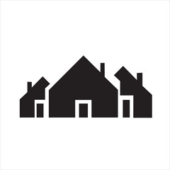Silhouette of three houses, representing neighborhood