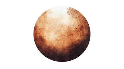 Fototapeta premium Rust toned watercolor circle with earthy pigments dispersed softly forming natural gradient on clean white backdrop