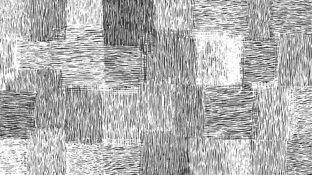 Black and white textured patchwork pattern with vertical and horizontal lines abstract background