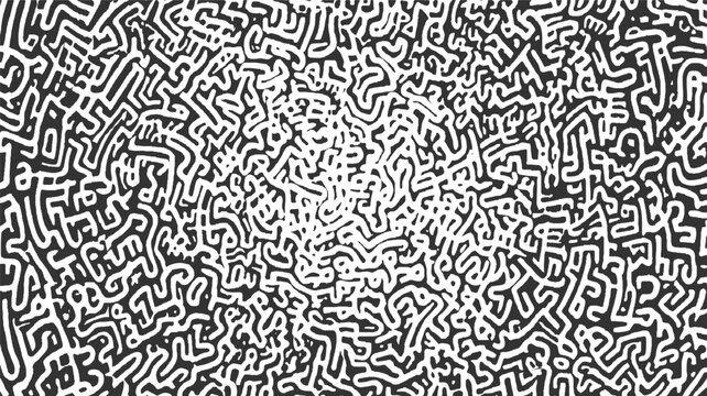 Black and white abstract organic maze pattern with rounded lines texture