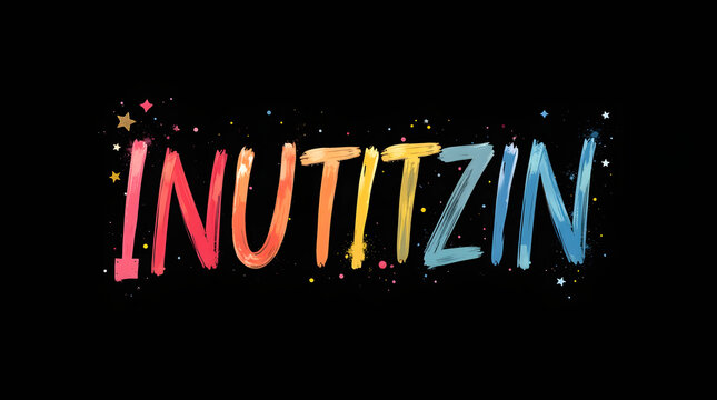 Colorful artwork spelling 'INUTITZIN' against a black background, showcasing vibrant hues and playful design.