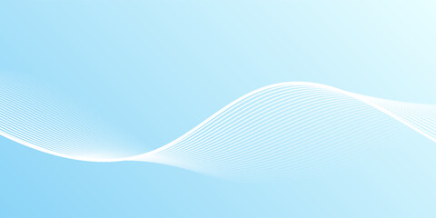 Abstract white wavy glowing lines on a blue background. Futuristic digital high-technology pattern. Health Care concept. gradient blue background.