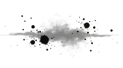 Fototapeta premium Abstract black ink splatters create a dynamic artistic effect on a white background.