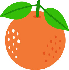 cute orange juice fruit with leaf vector cartoon illustration 