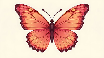 A vibrant, digitally illustrated butterfly with intricate orange and pink patterns, showcasing its delicate wings against a soft background.