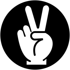 Peace hand gesture flat icon. Victory sign vector. Bold silhouette style for communication, freedom and positive expression themes, ideal for gesture symbol isolated on transparent background.