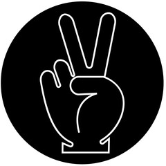 Peace hand gesture line icon. Victory sign vector. Bold silhouette style for communication, freedom and positive expression themes, ideal for gesture symbol isolated on transparent background.