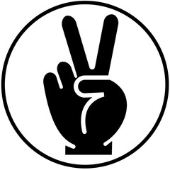 Peace hand gesture flat icon. Victory sign vector. Bold silhouette style for communication, freedom and positive expression themes, ideal for gesture symbol isolated on transparent background.
