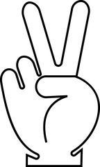 Peace hand gesture line icon. Victory sign vector. Bold silhouette style for communication, freedom and positive expression themes, ideal for gesture symbol isolated on transparent background.