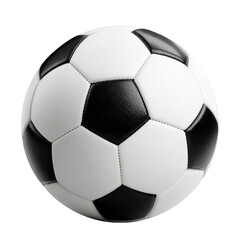 Naklejka premium Classic black and white soccer ball, isolated on transparent background, sports equipment, clean minimal composition, sharp detail