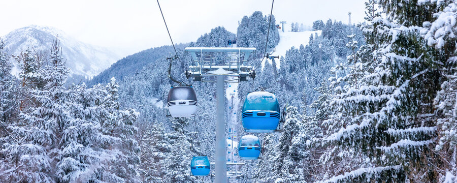Ski resort Bansko, Bulgaria, cable car gondola