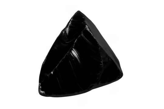 Black volcanic obsidian rock with sharp edge